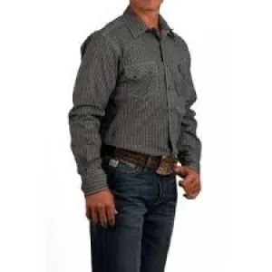 CLMTW1301031-S-Black Cinch L/S Print Modern Fit Snap