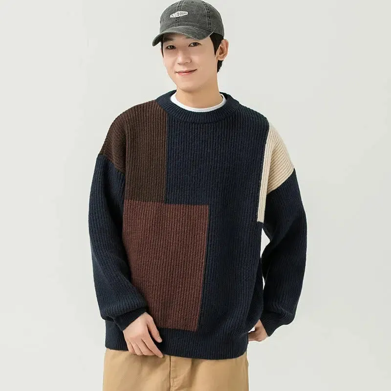 Color Block Crew Neck Pullover