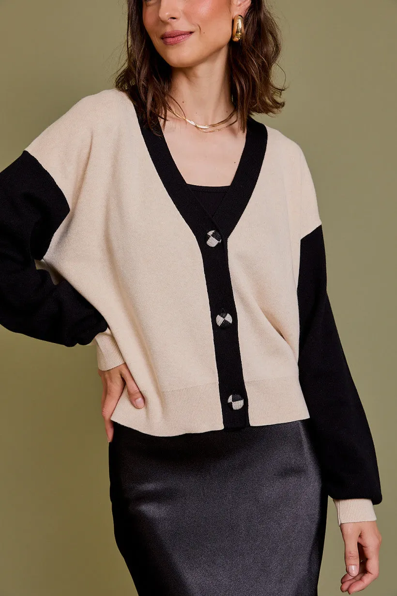 Contrasting Buttons Cardigan