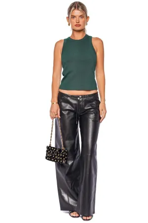 Cool Black Leather Low Rise Jean