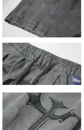 Crosses Wide Leg Baggy Faded Jeans