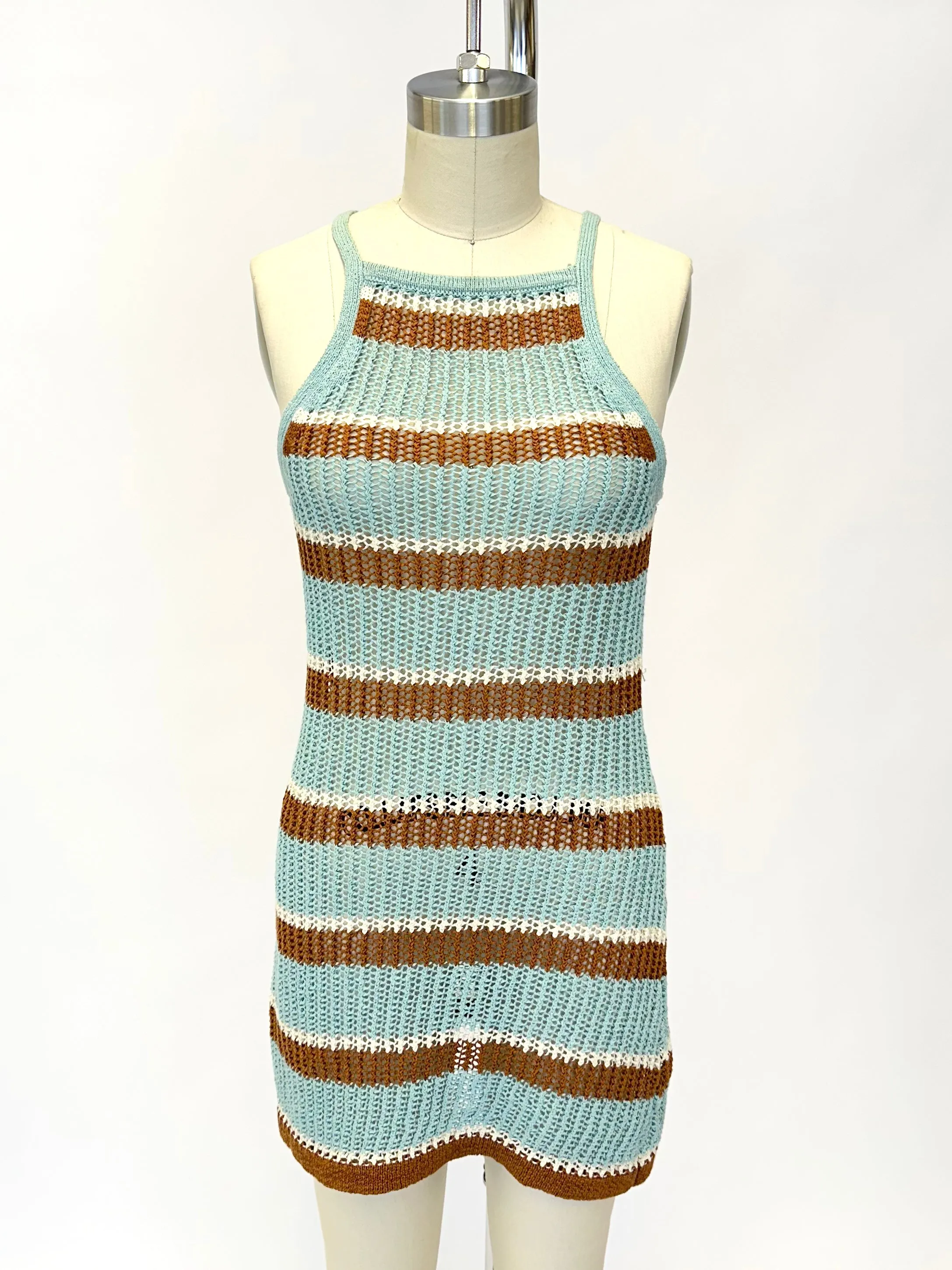 Cult Gaia Crochet Striped Dress