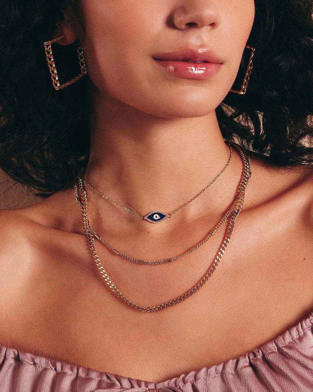 Curb & Station Layered Chain Necklace