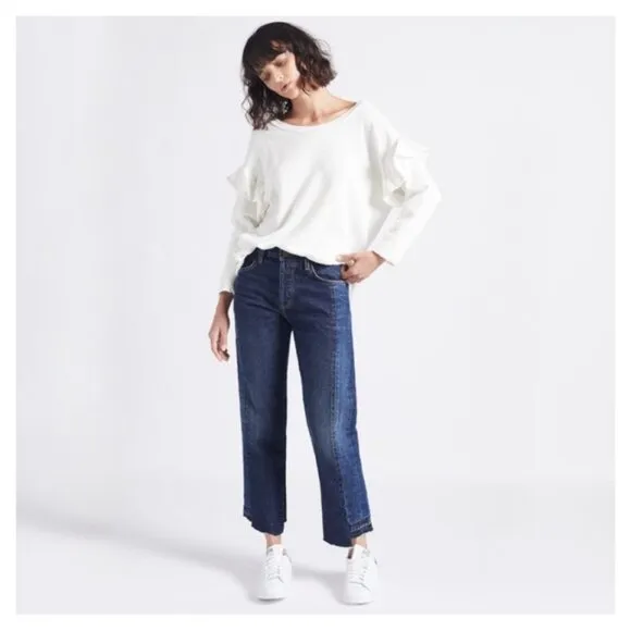 CURRENT/ELLIOTT • Selvedge Uneven Seamed Original Straight Jeans in Cassady • 28