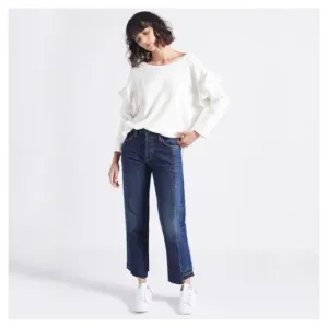 CURRENT/ELLIOTT • Selvedge Uneven Seamed Original Straight Jeans in Cassady • 28