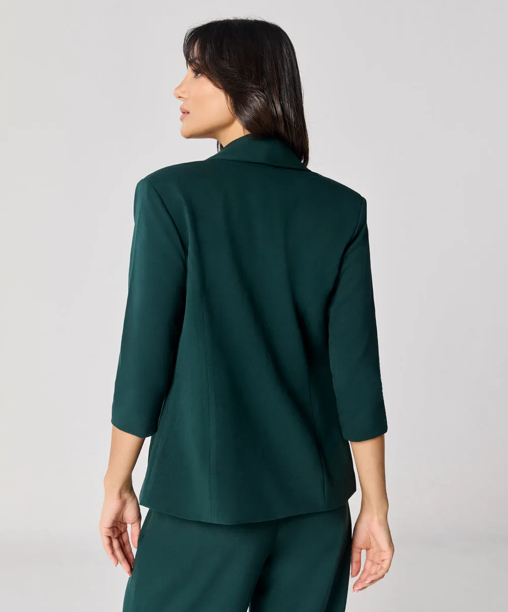 Curved Label Collared Classic Jacket- Green