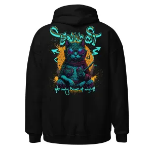 Cyberpunk Hoodie | Only Rave at Night | Psychedelic Cat