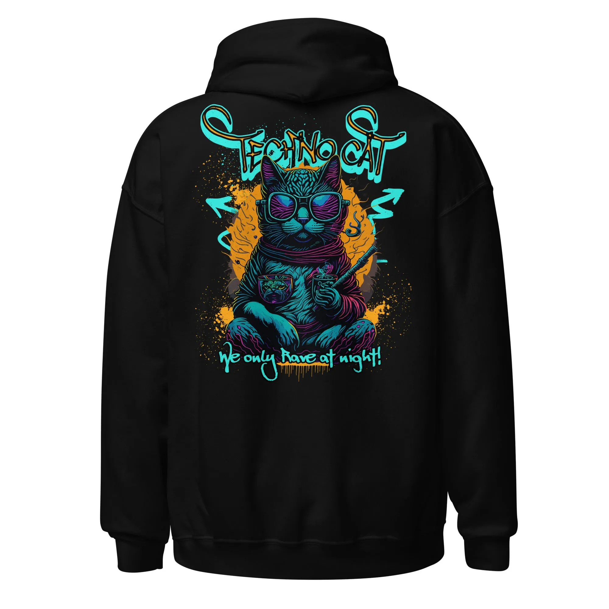 Cyberpunk Hoodie | Only Rave at Night | Psychedelic Cat