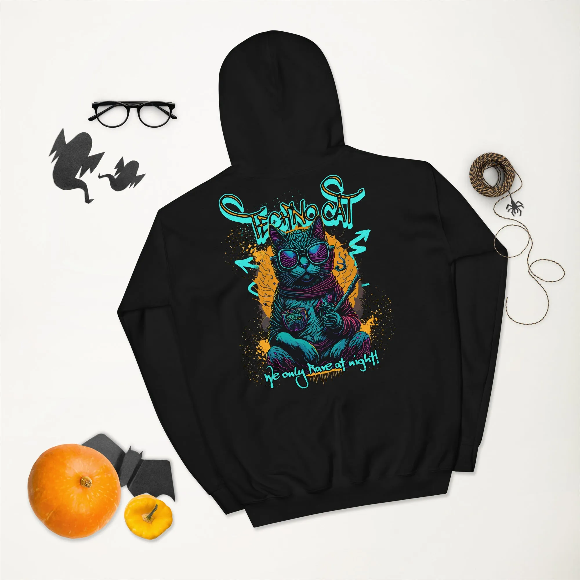 Cyberpunk Hoodie | Only Rave at Night | Psychedelic Cat