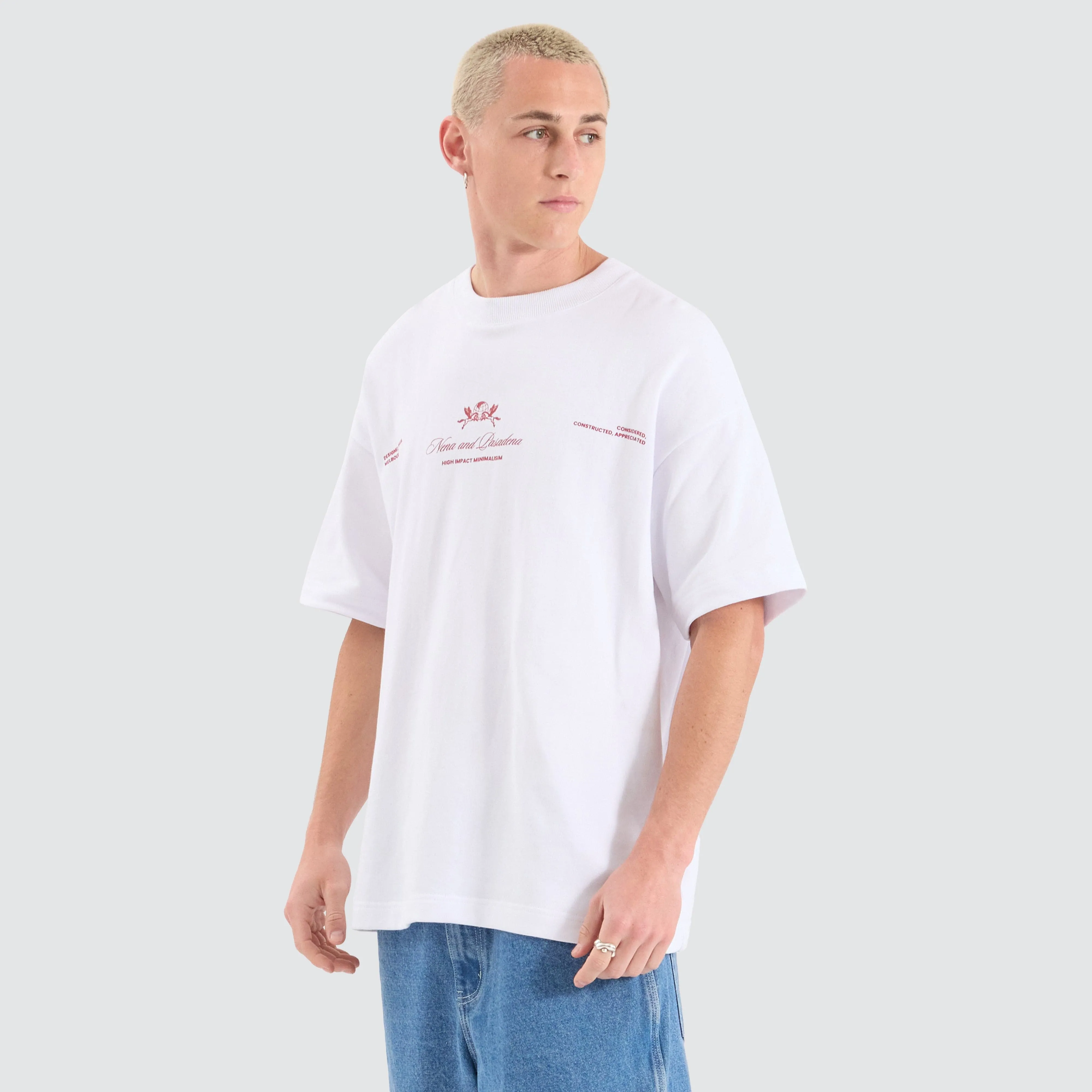 Date Night Loopback Raptor Tee Optical White