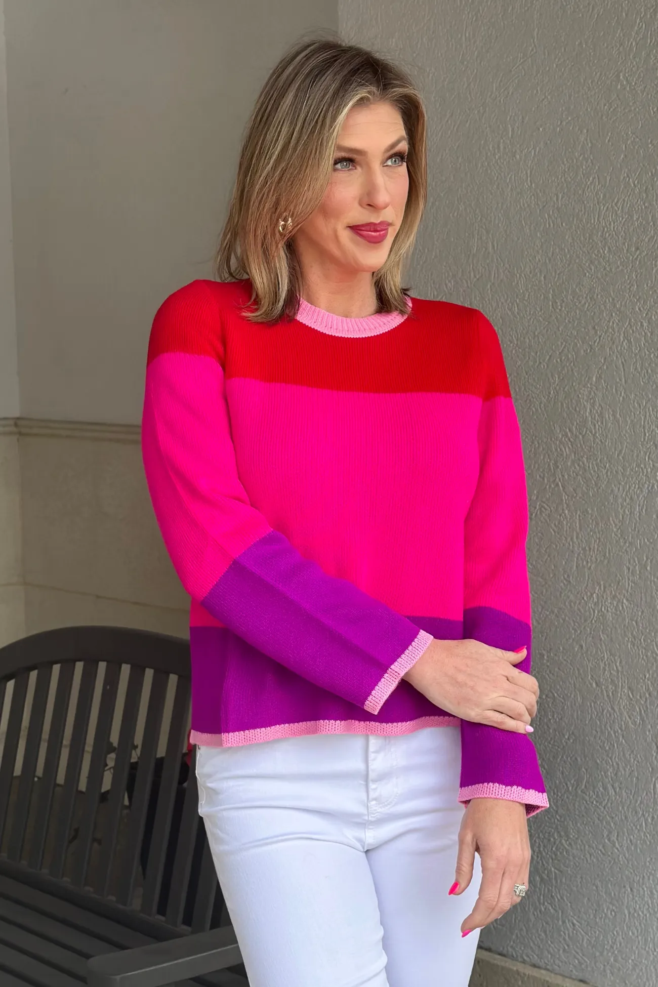 Delanie Multi Color Bell Sleeve Sweater