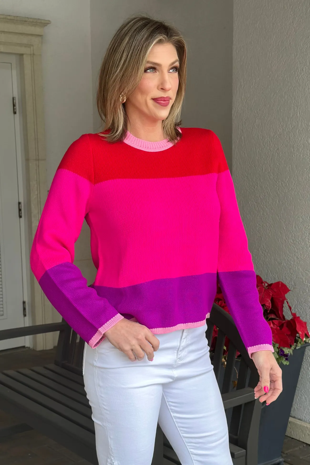 Delanie Multi Color Bell Sleeve Sweater