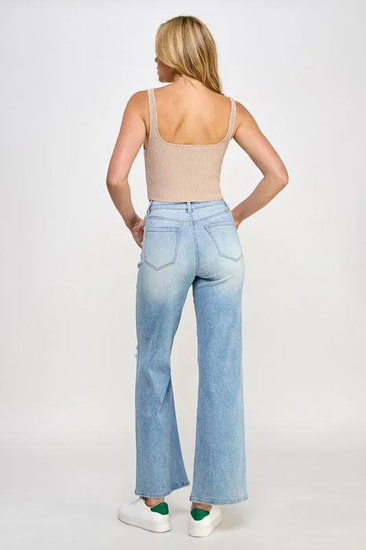 Denim Lab USA HIGH RISE RELAXED WIDE LEG JEANS