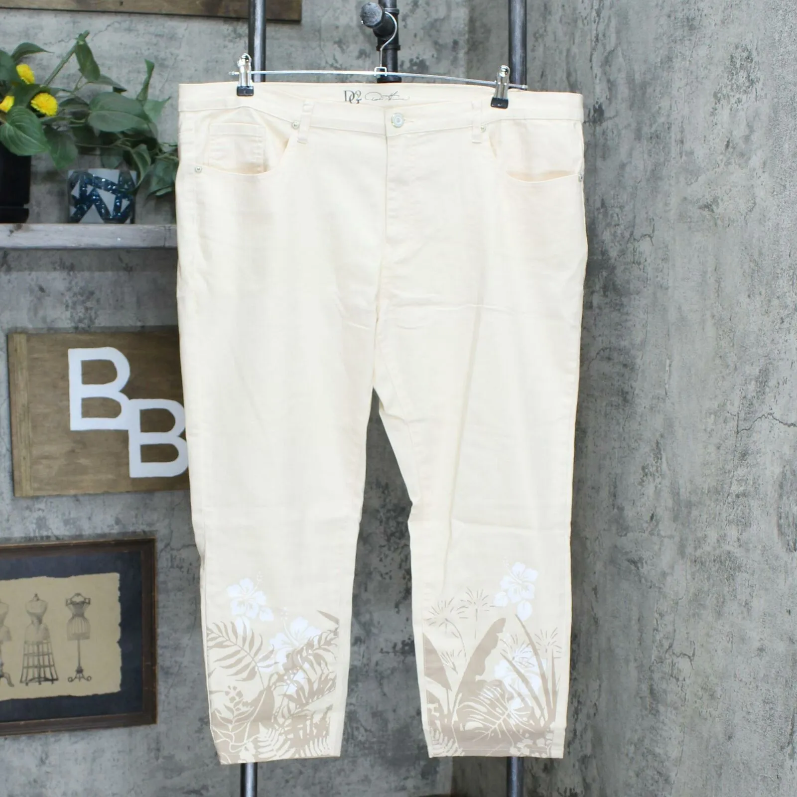 DG2 by Diane Gilman Plus Petite Classic Stretch Printed Hem Skinny Jeans