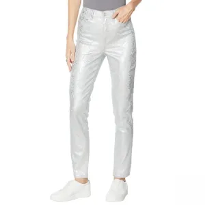 DG2 by Diane Gilman Womens Plus Stretch Foil-Print Skinny Jean