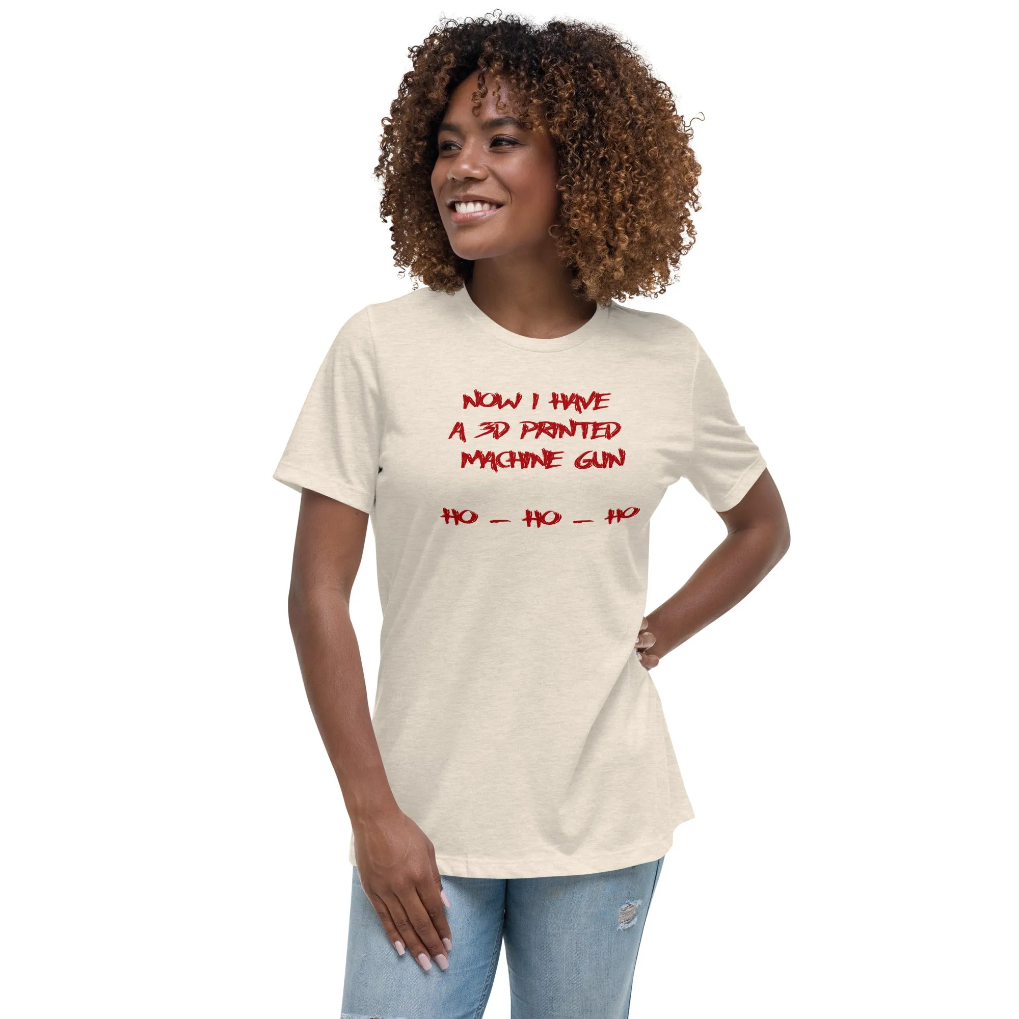 Die Hard Christmas 3D Printed Gun Women's Relaxed T-Shirt