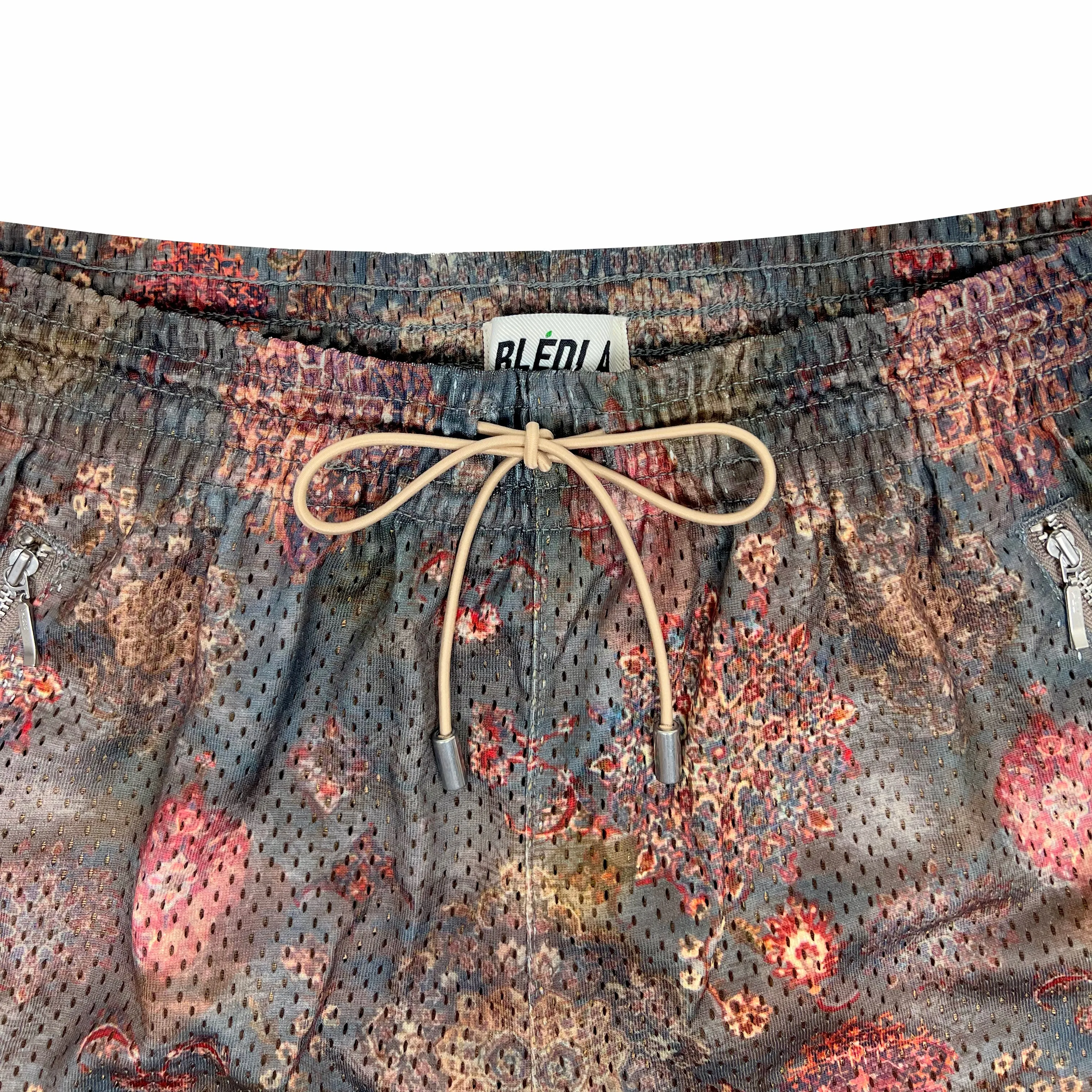 Distressed Persian Rug Mesh Short - Charcoal