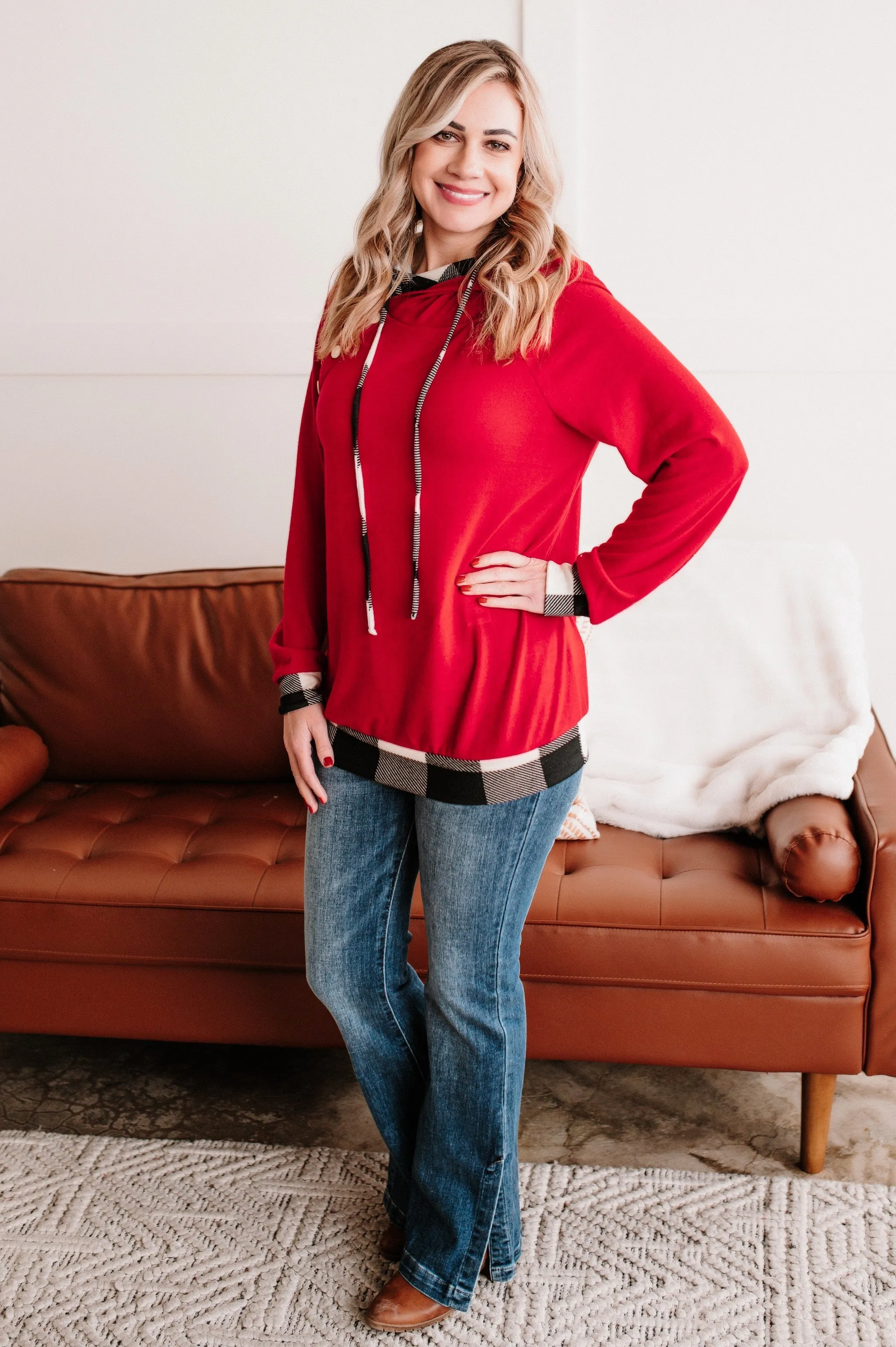 Double Feature Hoodie in Christmas Red