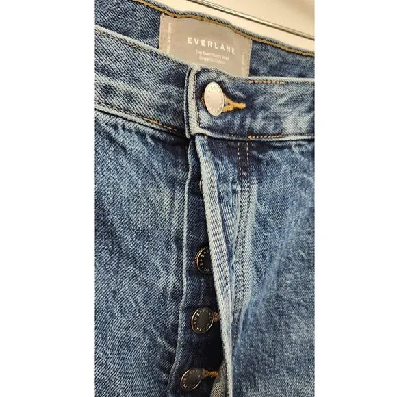 Everlane‎ Jeans E11 Blue Everybody Jean Relaxed Organic Cotton Short Button Fly