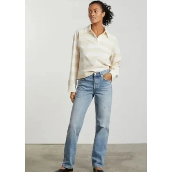 Everlane‎ Jeans E11 Blue Everybody Jean Relaxed Organic Cotton Short Button Fly