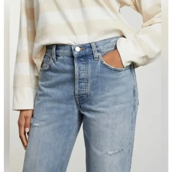 Everlane‎ Jeans E11 Blue Everybody Jean Relaxed Organic Cotton Short Button Fly