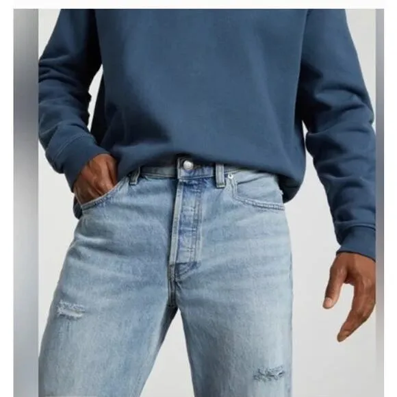Everlane‎ Jeans E11 Blue Everybody Jean Relaxed Organic Cotton Short Button Fly