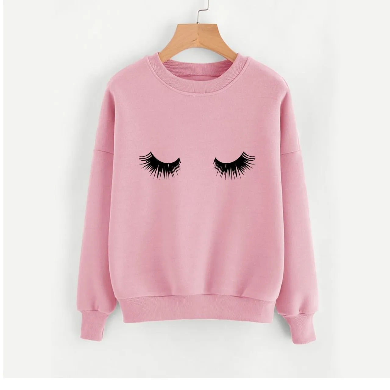 Eye Printed Fleece Full Sleeves Pull Over Sweatshirt For Women