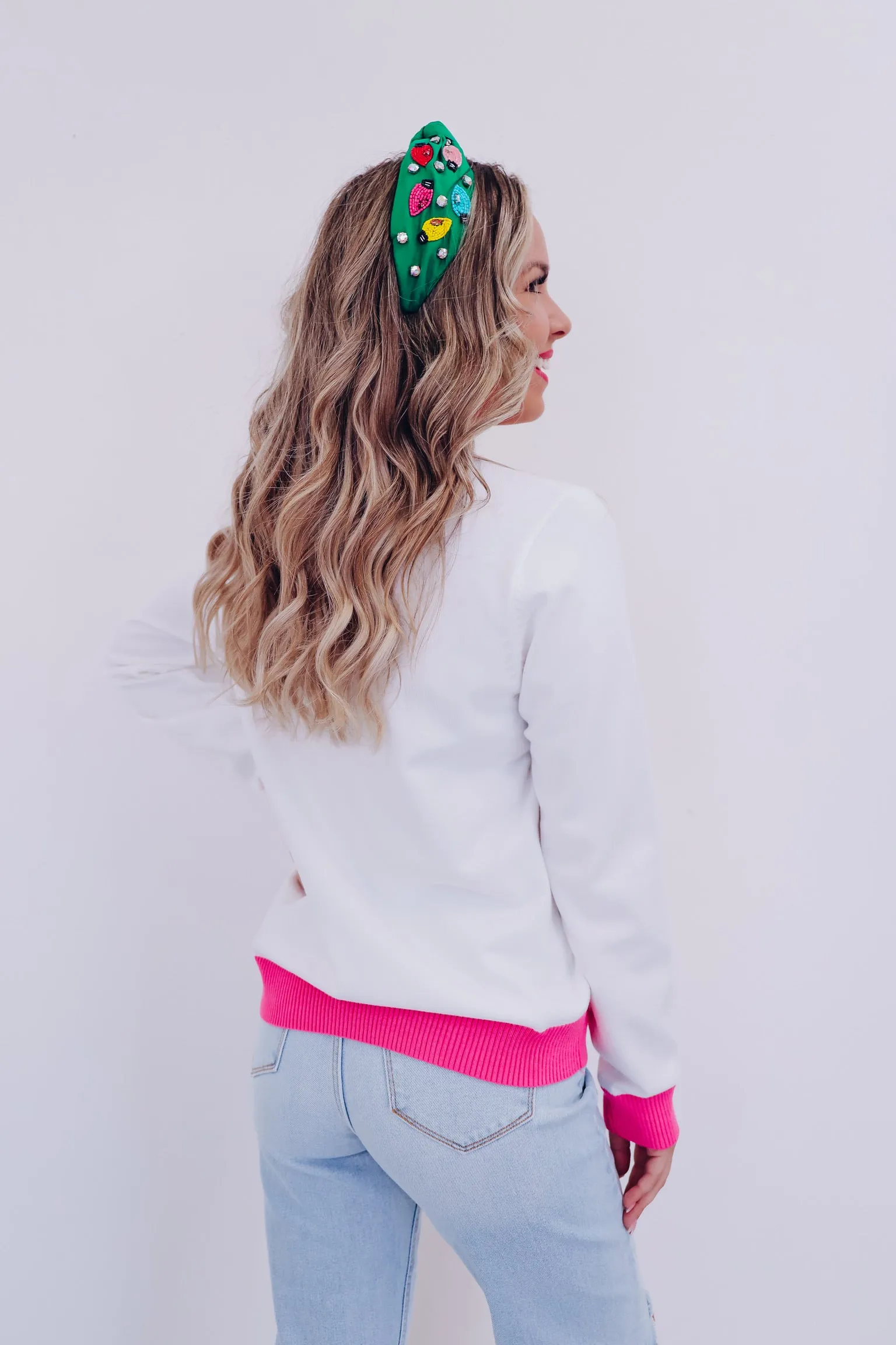 Fa La La Sequin Sweater- White