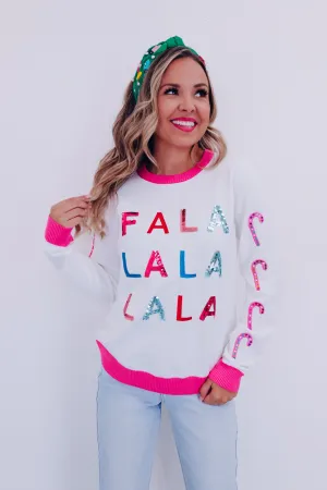Fa La La Sequin Sweater- White