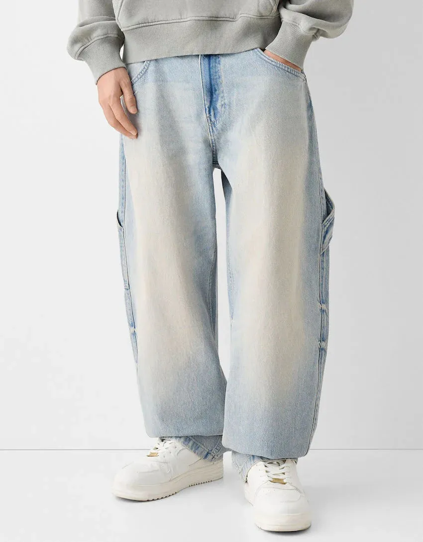 Faded Balloon-Fit Carpenter Jeans