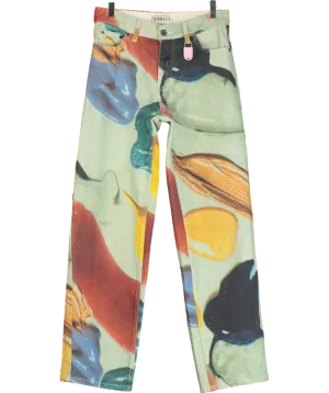 FIORUCCI Green Paint Print Straight Jeans W26