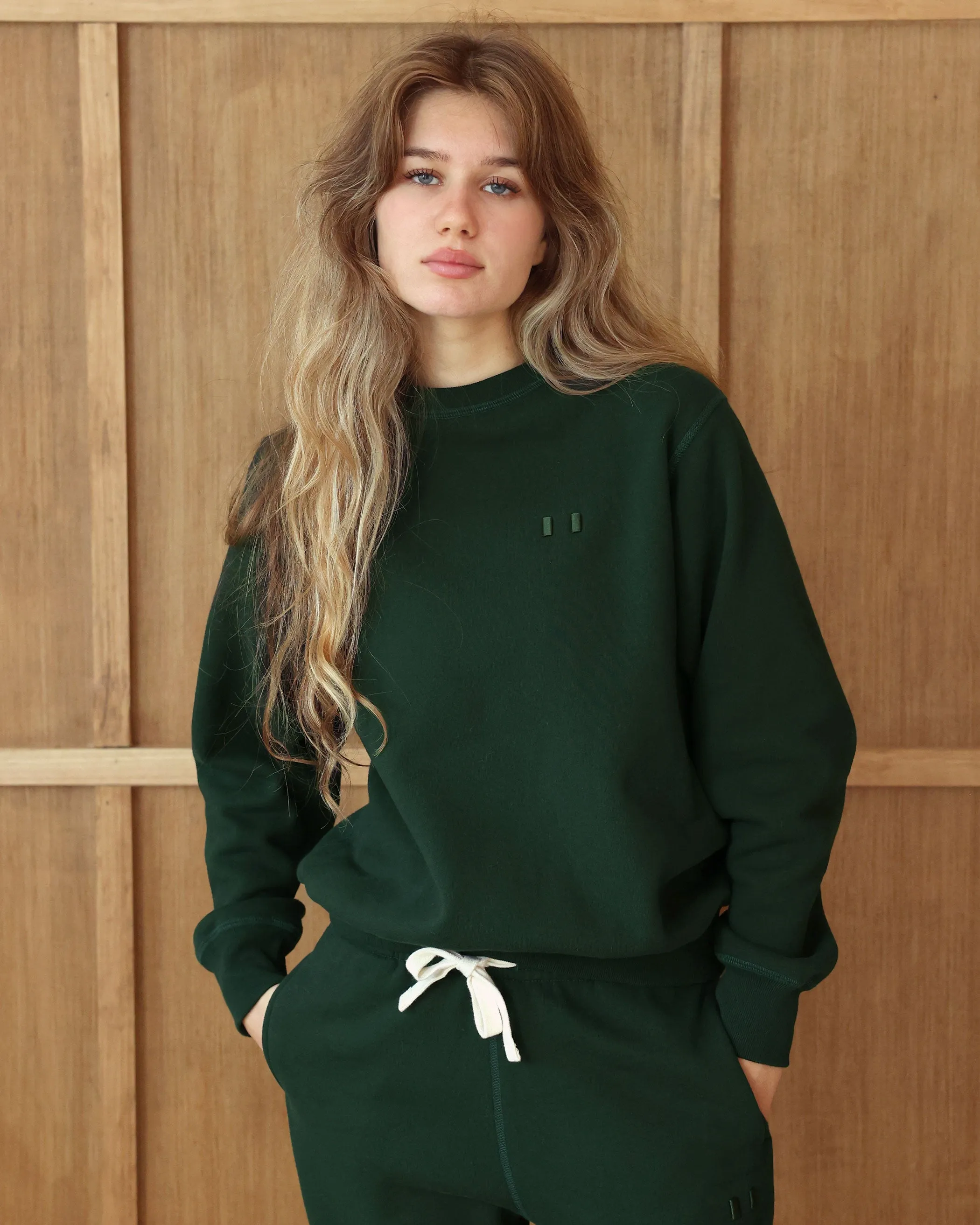 Flag Fleece Sweatshirt Forest - Unisex