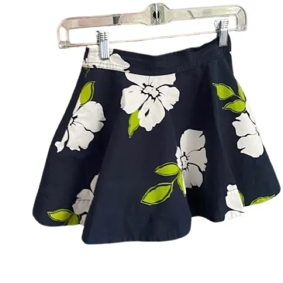 Floral Skater Skirt Navy Blue Hollister