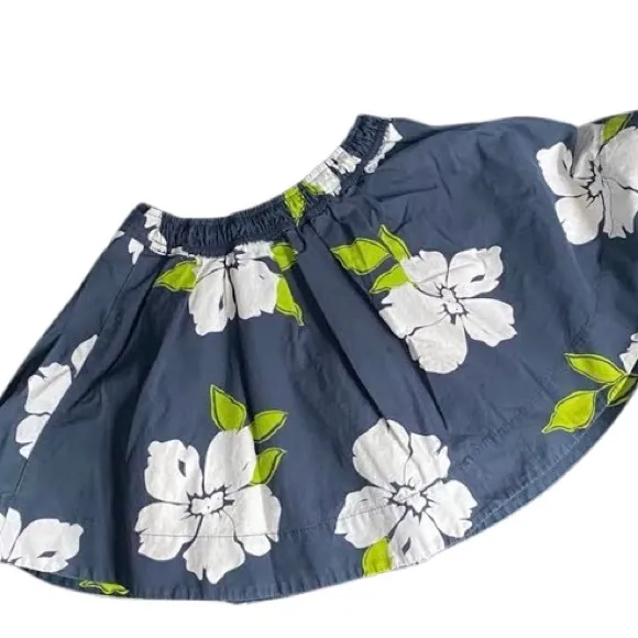 Floral Skater Skirt Navy Blue Hollister