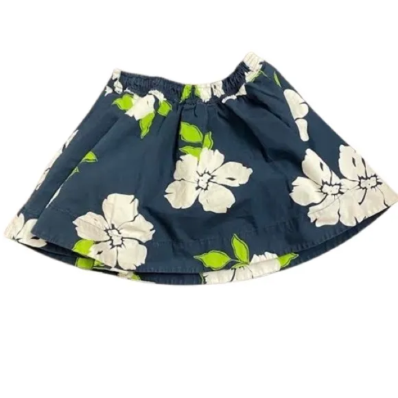 Floral Skater Skirt Navy Blue Hollister