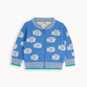 Flounder - Blue Fish Cardigan