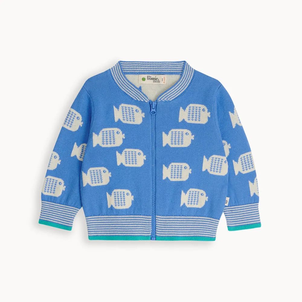 Flounder - Blue Fish Cardigan