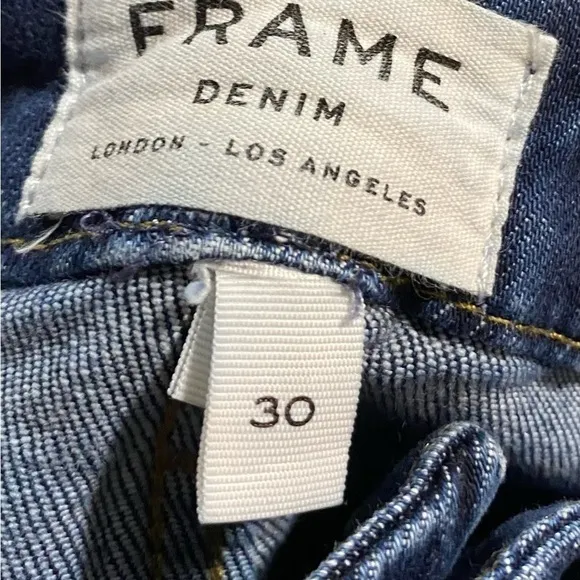 FRAME Le Crop Mini Boot Jeans Womens Blue Bayberry Shredded Raw Hem Denim 29 30