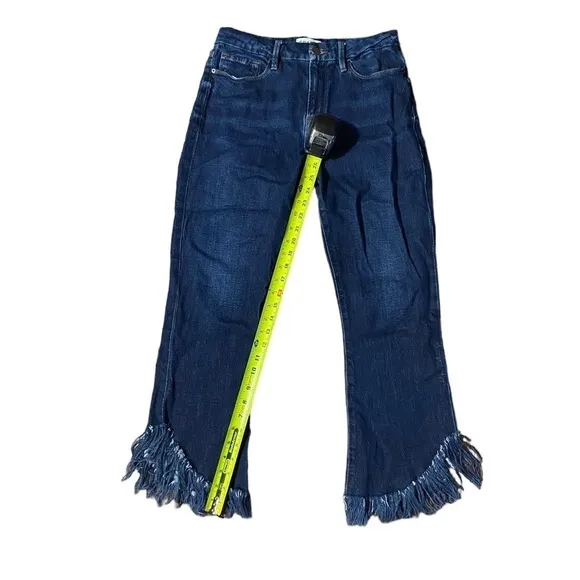 FRAME Le Crop Mini Boot Jeans Womens Blue Bayberry Shredded Raw Hem Denim 29 30