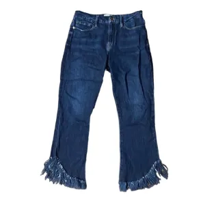 FRAME Le Crop Mini Boot Jeans Womens Blue Bayberry Shredded Raw Hem Denim 29 30