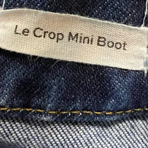 FRAME Le Crop Mini Boot Jeans Womens Blue Bayberry Shredded Raw Hem Denim 29 30