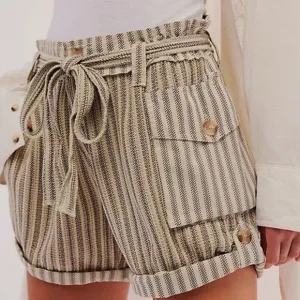 Free People Striped Tan Women's Shorts