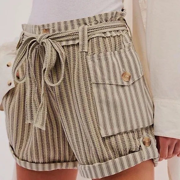 Free People Striped Tan Women's Shorts