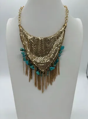 Fringe and Stone Bib Necklace