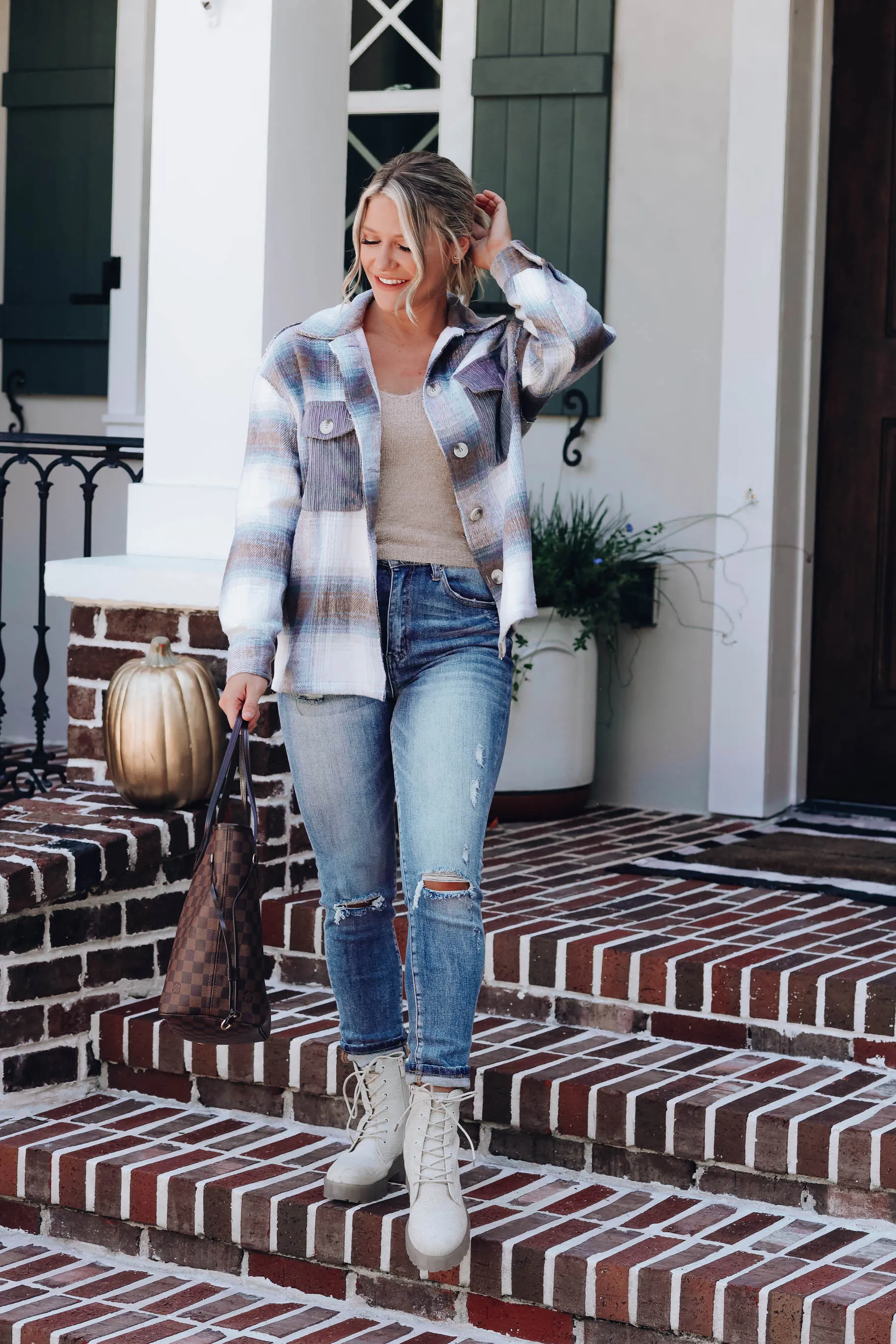 Frosted Hues Plaid Jacket - Blue
