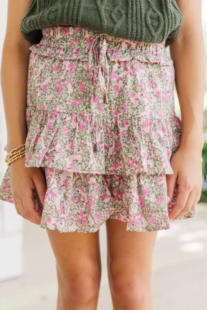 Girls: Take The Leap Pink Ditsy Floral Skort