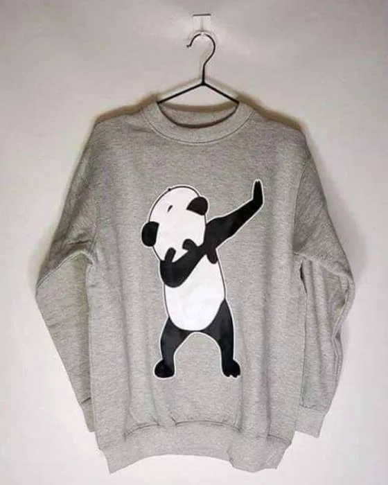 Grey Dab Panda Print Sweat Shirt For womens