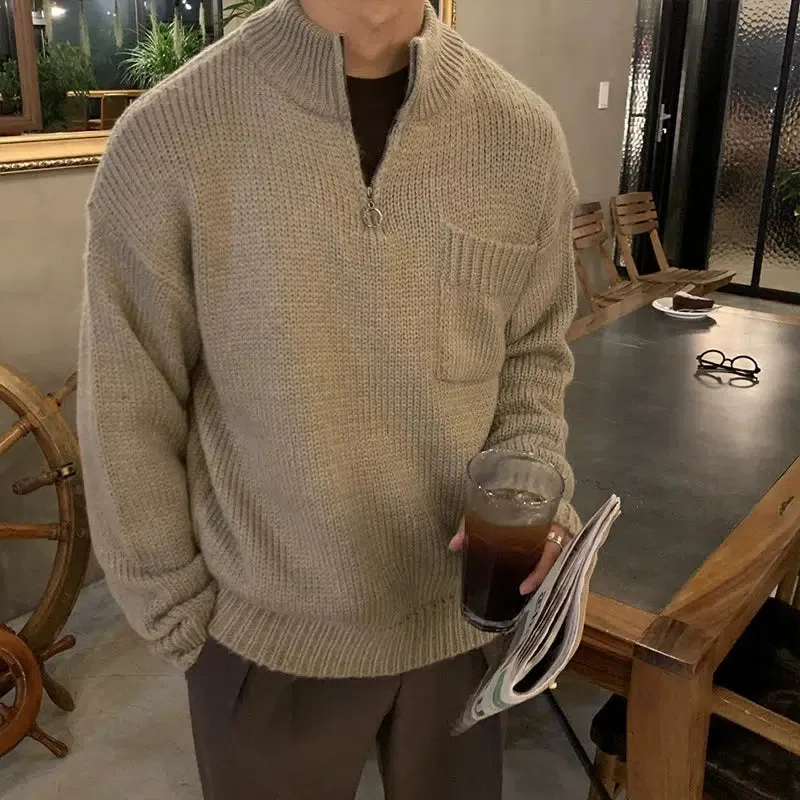 Half-zip Dark Khaki Sweater
