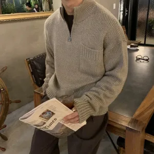 Half-zip Dark Khaki Sweater