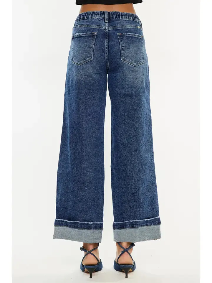 HIGH RISE CROPPED WIDE LEG JEANS